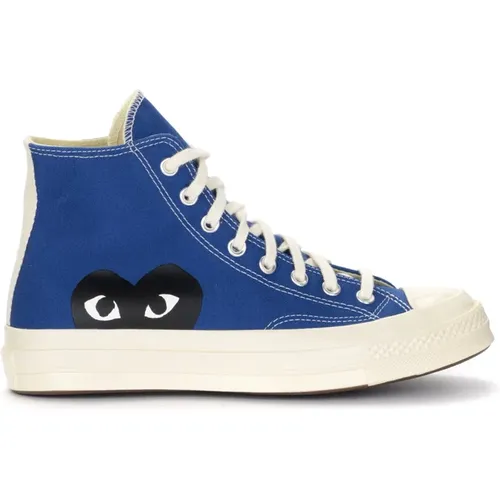 Hoher Sneaker aus Blauem Canvas mit Schwarzem Herz , Herren, Größe: 46 EU - Comme des Garçons Play - Modalova