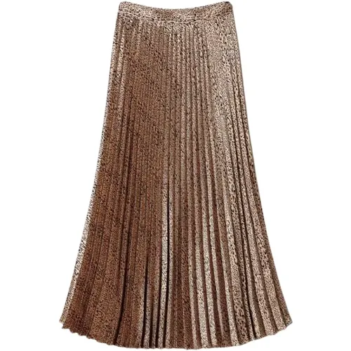 Long Pleated Skirt in Animal Print Satin Art. 232Tp2733 , female, Sizes: XS - Twinset - Modalova