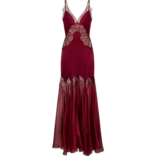 Silk Satin Maxi Dress with Lace , female, Sizes: S - Maria Lucia Hohan - Modalova