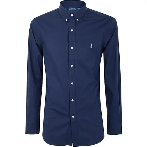 Marineblau Gestreiftes Slim Fit Hemd , Herren, Größe: S - Ralph Lauren - Modalova