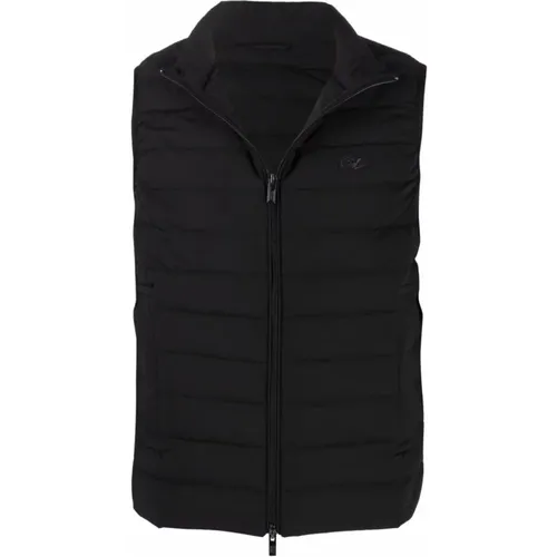 Schwarze Leder Gepolsterte Gilet Jacke , Herren, Größe: XL - Emporio Armani - Modalova