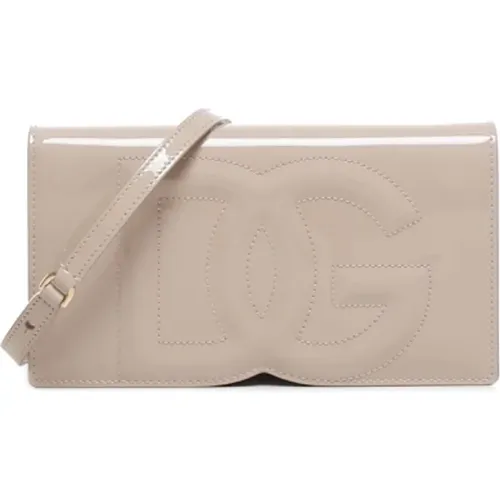 Patent Leather Phone Bag with Flap Closure , female, Sizes: ONE SIZE - Dolce & Gabbana - Modalova