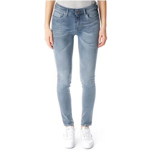 New Luz Skinny Fit Mid Waist Jeans , Damen, Größe: W24 L30 - Replay - Modalova