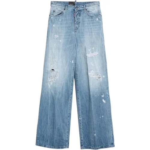 Palazzo Stil Denim Jeans , Damen, Größe: S - Dsquared2 - Modalova