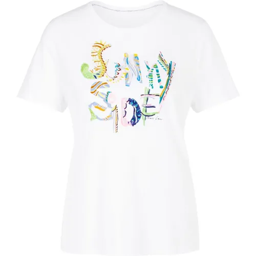 Colorful Print T-Shirt with Beads and Sequins , female, Sizes: XL, L, 3XL, 2XL - Marc Cain - Modalova