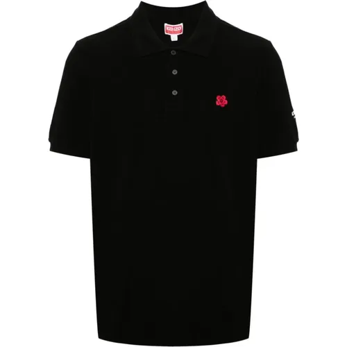 Schwarzes Blumenbesticktes Poloshirt , Herren, Größe: XL - Kenzo - Modalova