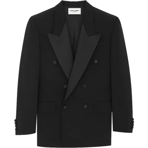 Wool Jacket with Silk Lining , female, Sizes: L - Saint Laurent - Modalova