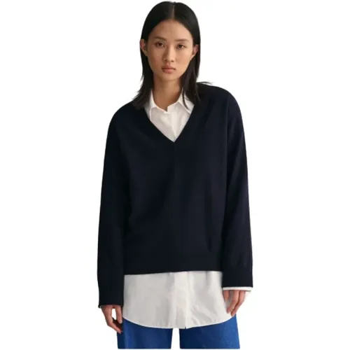 Ultra Fine V-Neck Wool Sweater , female, Sizes: M - Gant - Modalova