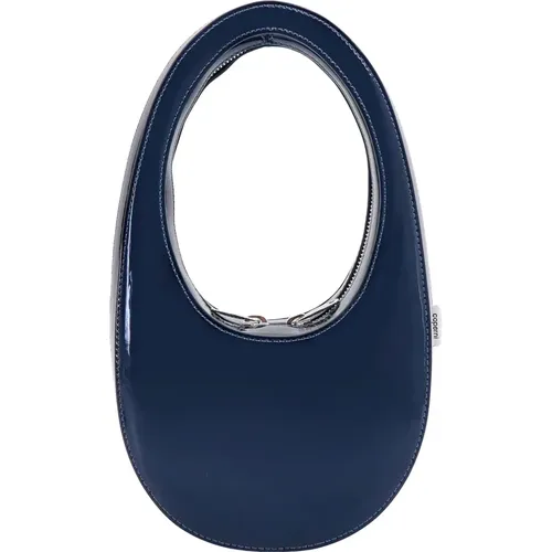 Blaue Lederhandtasche mit Logo-Print - Coperni - Modalova