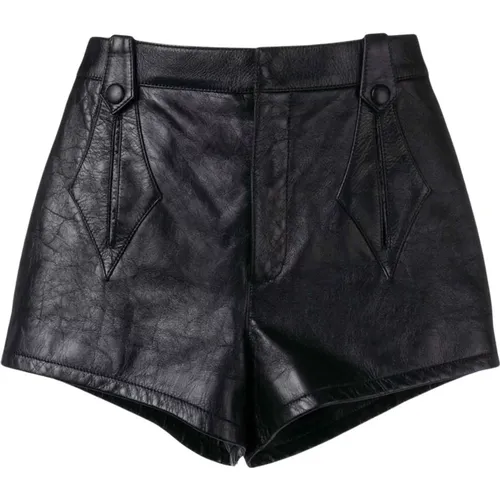 Leather High-Waisted Shorts , female, Sizes: L - Saint Laurent - Modalova