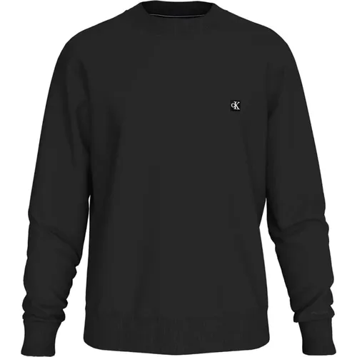 Gerippter Rundhalsausschnitt Pullover , Herren, Größe: L - Calvin Klein Jeans - Modalova