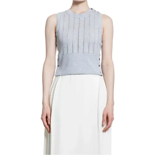 Grey Knit Shell Top with Shoulder Vent , female, Sizes: 2XS - Thom Browne - Modalova