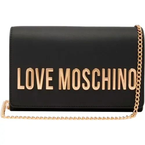 Schwarze Umhängetasche mit Gold Details - Moschino - Modalova