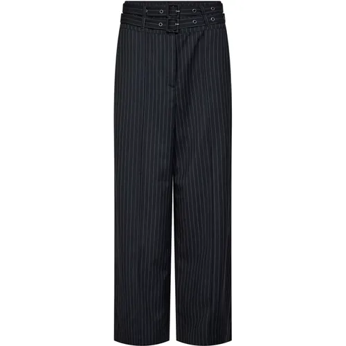 Navy Pinstripe Straight-Leg Pants , female, Sizes: XL - Co'Couture - Modalova