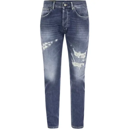 Distressed Cotton Mius Jeans , male, Sizes: W32 - Dondup - Modalova