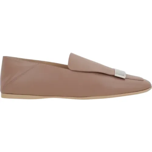 Nude Leder Slip-On Flats , Damen, Größe: 36 1/2 EU - Sergio Rossi - Modalova