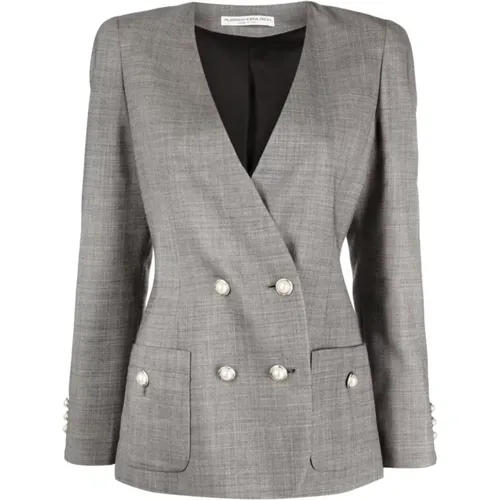 Double Breasted Tartan Wool Jacket , female, Sizes: 2XS, XS - Alessandra Rich - Modalova