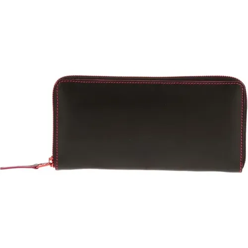 Leather Wallet with Pink Stitching , unisex, Sizes: ONE SIZE - Comme des Garçons - Modalova