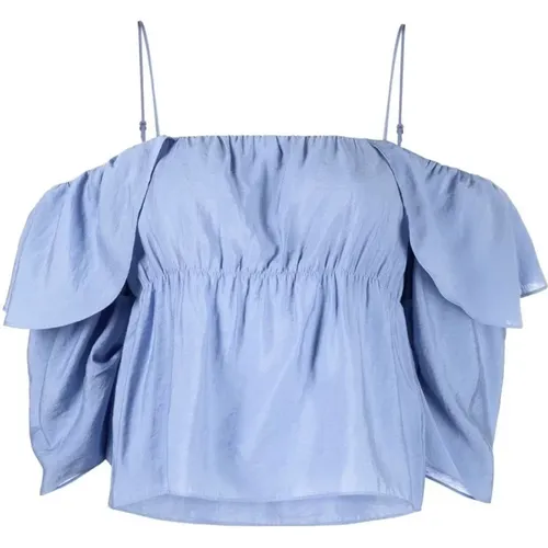 Blaue Off-Shoulder Cami Bluse , Damen, Größe: S - Vince - Modalova