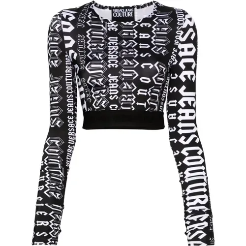 Schwarzes Langarm-Top für Frauen , Damen, Größe: 2XS - Versace Jeans Couture - Modalova