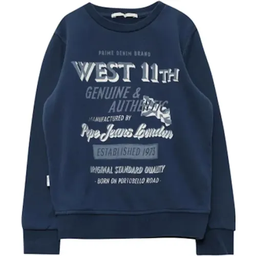 Sammy Jr Sweatshirt Navy Logo - Pepe Jeans - Modalova