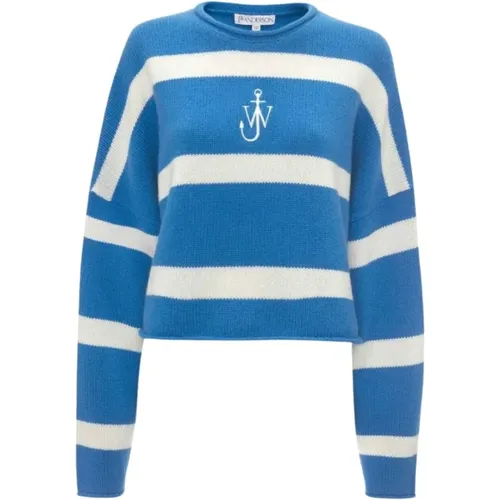 Blau Gestreifter Anchor Strickpullover , Damen, Größe: L - JW Anderson - Modalova