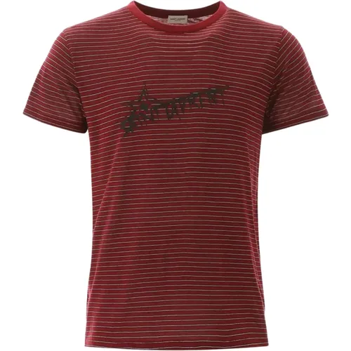 Cotton Logo T-Shirt - Men`s Fashion , male, Sizes: L, XS, S - Saint Laurent - Modalova