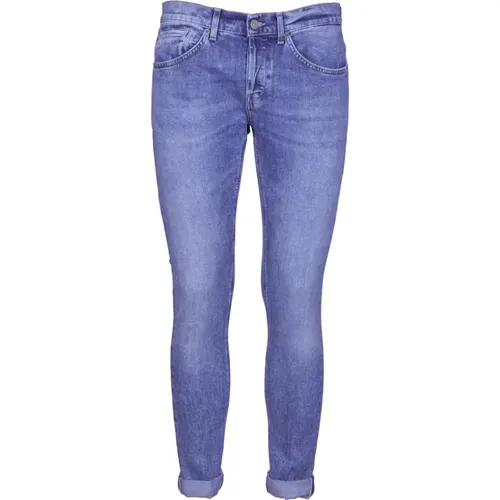 Blaue Denim-Jeans mit Logodetail , Herren, Größe: W32 - Dondup - Modalova