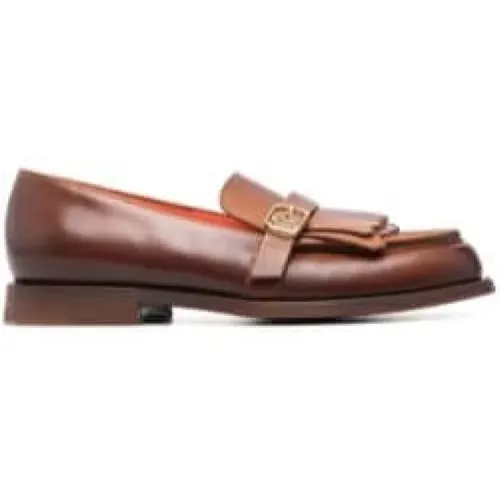Fringe-detail leather loafers , female, Sizes: 4 1/2 UK, 3 UK, 4 UK - Santoni - Modalova