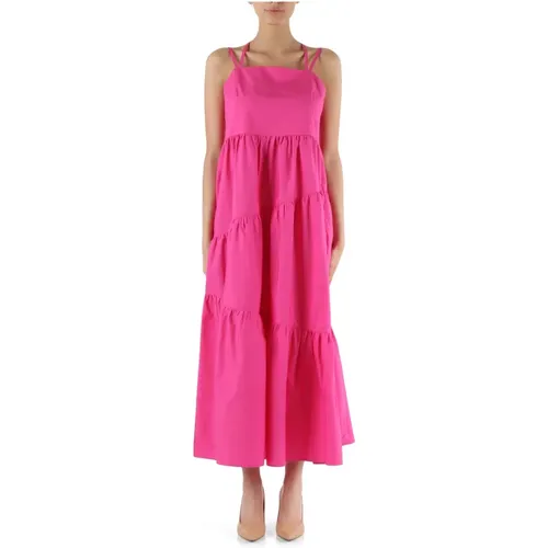 Cotton Square Neck Long Dress , female, Sizes: 2XL, M, 3XL, L - Boss - Modalova