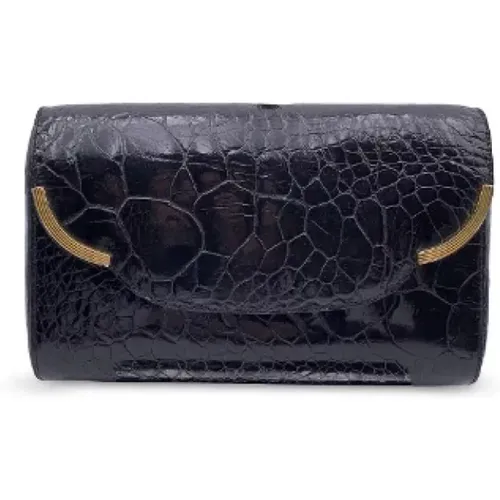 Vintage Black Leather Clutch , female, Sizes: ONE SIZE - Gucci Vintage - Modalova