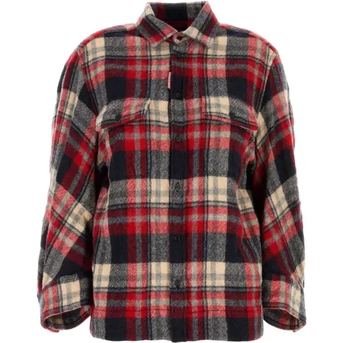 Embroidered Flannel Dean Shirt , female, Sizes: 2XS, XS - Dsquared2 - Modalova