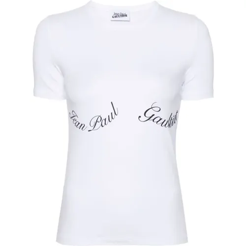 T-Shirt mit Logo-Print und Rundhalsausschnitt , Damen, Größe: L - Jean Paul Gaultier - Modalova