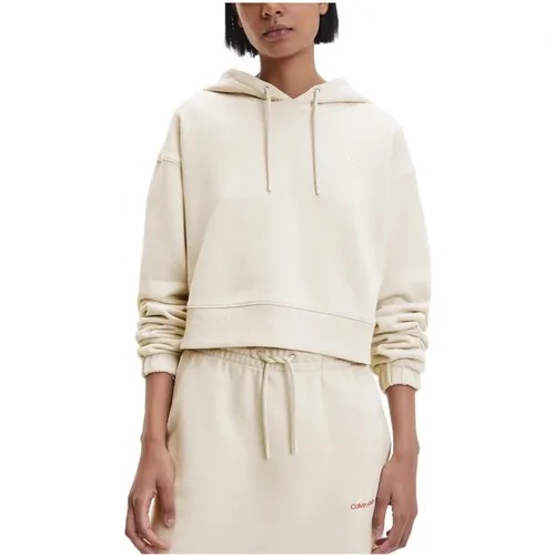 Zweifarbiger Monogramm-Sweatshirt , Damen, Größe: L - Calvin Klein - Modalova