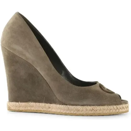Pre-owned Olive Suede Wedge Pumps , female, Sizes: 6 UK - Gucci Vintage - Modalova