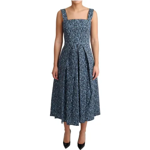 Blaues Herzdruck A-Linien Kleid - Dolce & Gabbana - Modalova