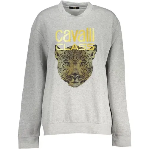 Logo Print Crew Neck Sweatshirt , female, Sizes: XL, M, L, XS, 2XL, S - Cavalli Class - Modalova