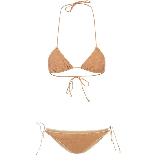 Goldenes Lurex-Triangle-Bikini , Damen, Größe: M - Oseree - Modalova