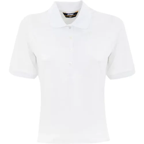 Weiße Baumwoll-Poloshirt Slim Fit , Damen, Größe: S - K-way - Modalova