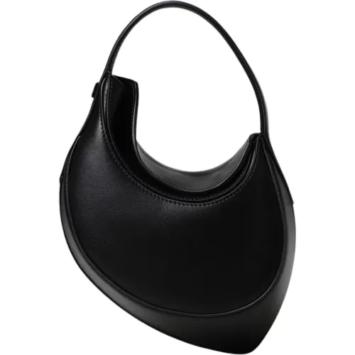 Schwarze Leder Mini Tasche mit Gebogenen Kanten - Mugler - Modalova