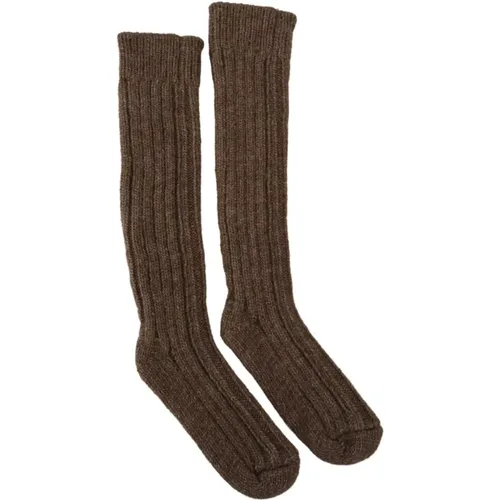 Braune Wollstrick Knielange Damensocken - Dolce & Gabbana - Modalova