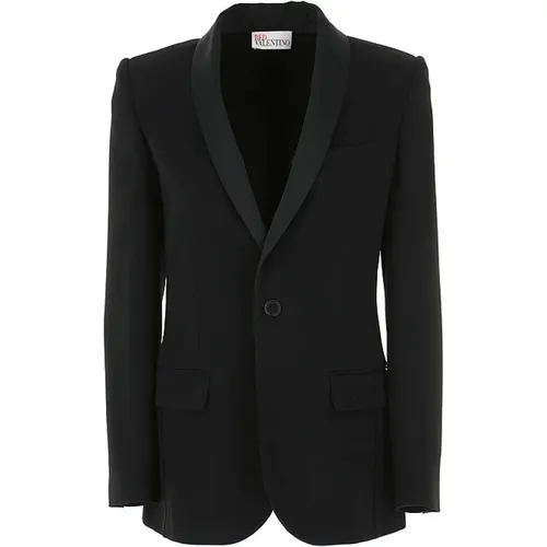 Black Tuxedo Lapel Blazer , female, Sizes: M - RED Valentino - Modalova