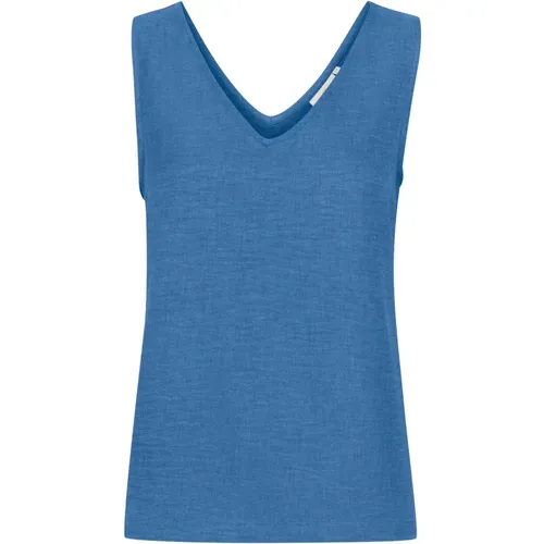 Ärmellose Denim Tank Top Bluse , Damen, Größe: L - Kaffe - Modalova