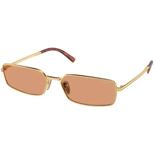 Golden Frame Orange Lens Sunglasses , unisex, Sizes: 59 MM - Prada - Modalova
