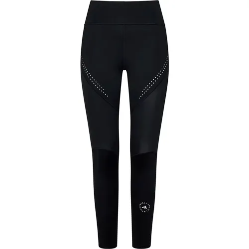 Schwarze Hose mit Mesh-Einsätzen - adidas by stella mccartney - Modalova