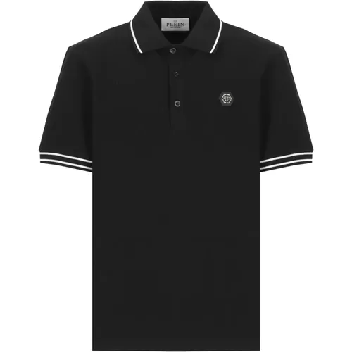 Schwarzes Polo-Shirt mit Hexagon-Logo , Herren, Größe: M - Philipp Plein - Modalova