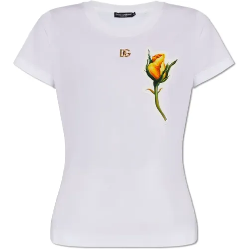 T-Shirt mit logoformierter Applikation - Dolce & Gabbana - Modalova