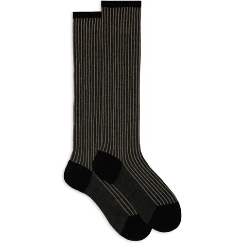 Damen lange beige Zwillingsrippen-Baumwollsocken , Damen, Größe: S - Gallo - Modalova