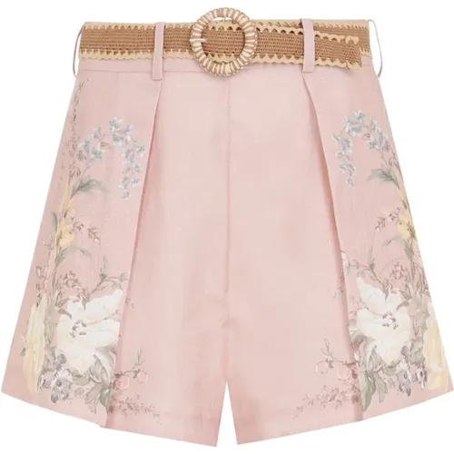 Blumiges Leinen Mehrfarbige Shorts , Damen, Größe: M - Zimmermann - Modalova