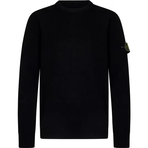 Schwarzer Rippstrick-Crewneck-Pullover - Stone Island - Modalova